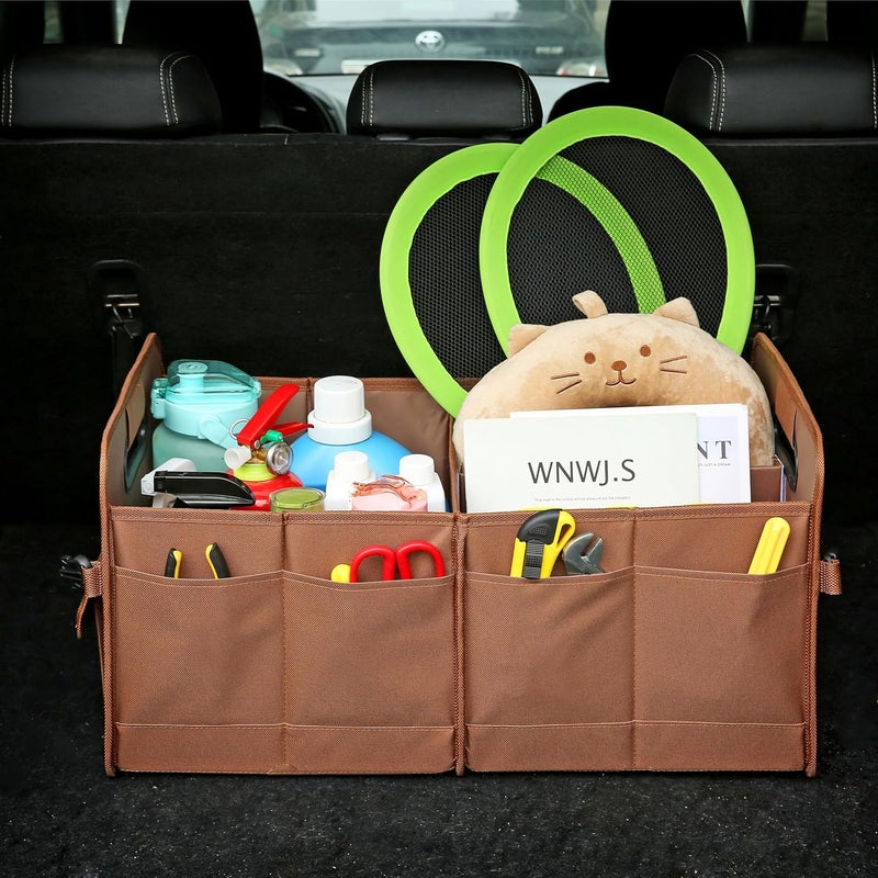 AOKJOY Car Trunk Organizer, Brown, Foldable, Non-slip, Adjustable, Multiple Compartments, 600D Oxford Cloth Material - Image 2